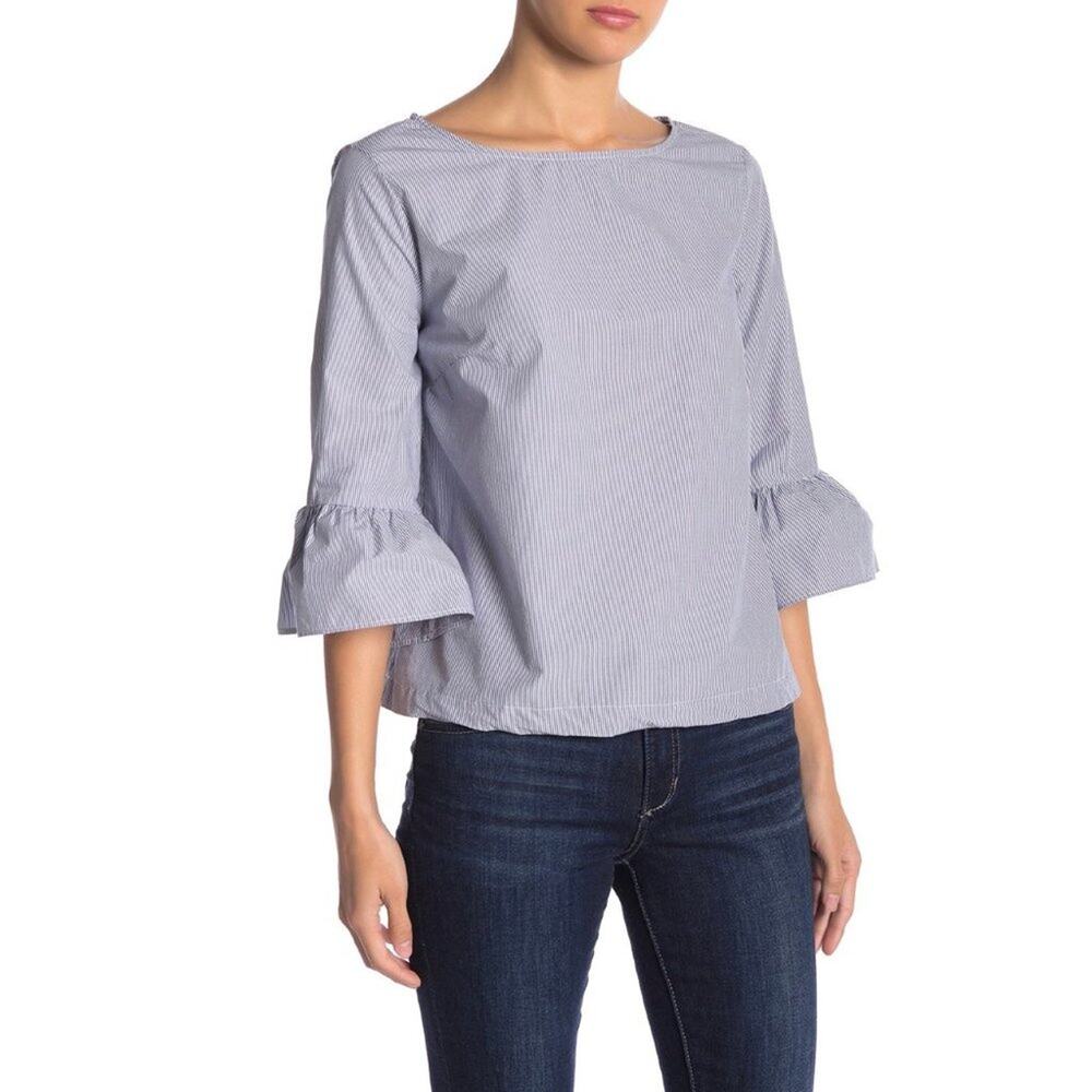Madewell Striped 3/4 Bell Sleeve Top